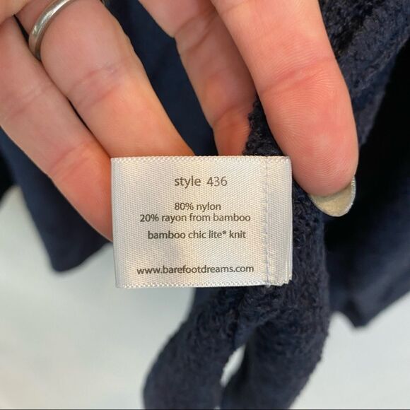 Barefoot Dreams Bamboo Chic Lite Navy Blue Waterfall Open Front Cardigan S/M - Picture 12 of 12